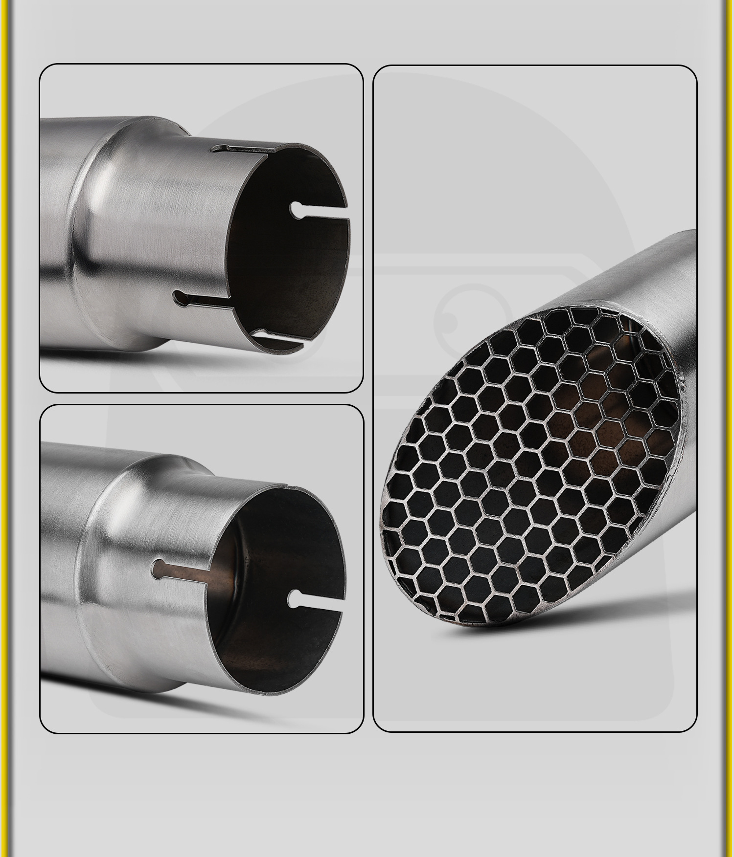 Motorcycle Modified Exhaust Pipe Hidden Honeycomb Small Mesh Mouth Tail Throat Stainless Steel Tail Section 51mm Universal Non-Destructive Installation