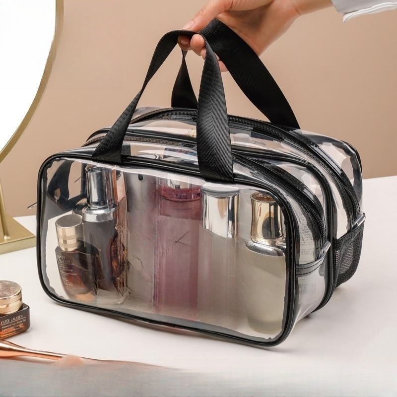 Bolsa de Cosméticos al por Mayor del Fabricante, Bolsa de Almacenamiento de Viaje de Gran Capacidad, Bolsa de Aseo Transparente y Portátil, Bolsa Suave Impermeable con Separación para Seco y Húmedo