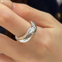 韓版寬版字母戒指女冷淡風簡約小眾設計高級感食指戒時尚個性指環