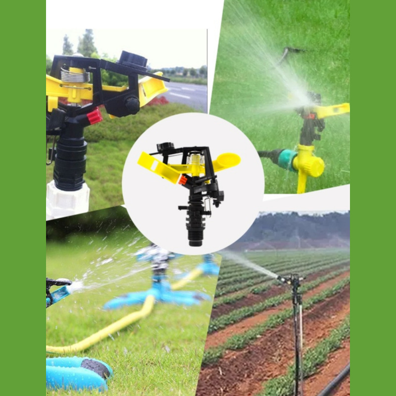 360 grados rotación rociador automático de agua de enfriamiento de polvo de plástico 4 puntos rociador de riego de campo de cultivo para jardinería