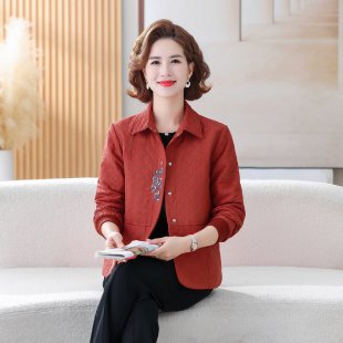 2025新款妈妈秋装外套洋气时尚开衫中老年女装春秋休闲夹克上衣服|undefined