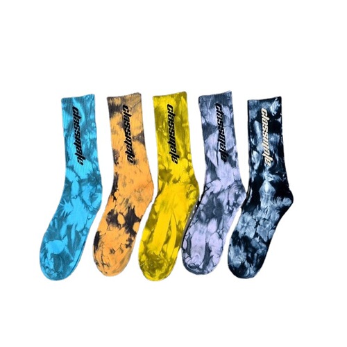 Tie-dye socks mid-calf women's high-cut sports cotton socks trendy men's basketball socks wholesale
