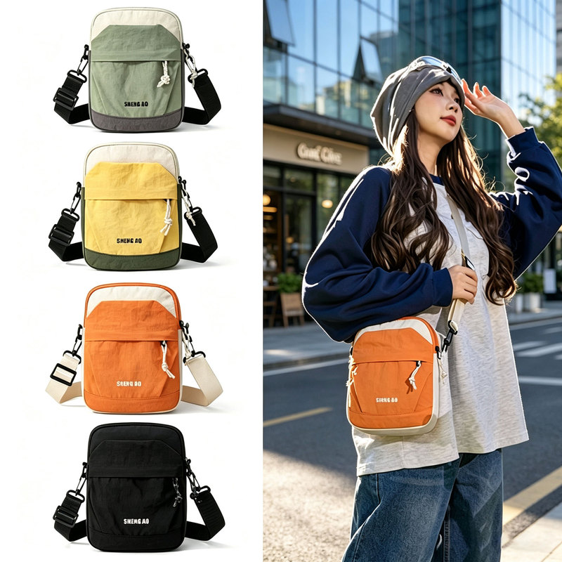New outdoor shoulder bag for men and women, versatile for travel and outings, a simple and stylish crossbody bag with contrasting colors, lightweight and casual