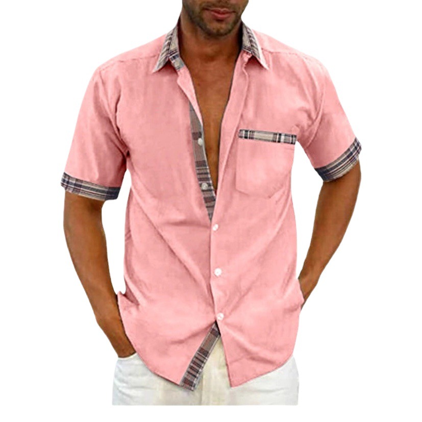 Nueva camisa casual de primavera 2023 para hombres sin planchar cardigan manga corta moda urbana solapa camisa de hombre