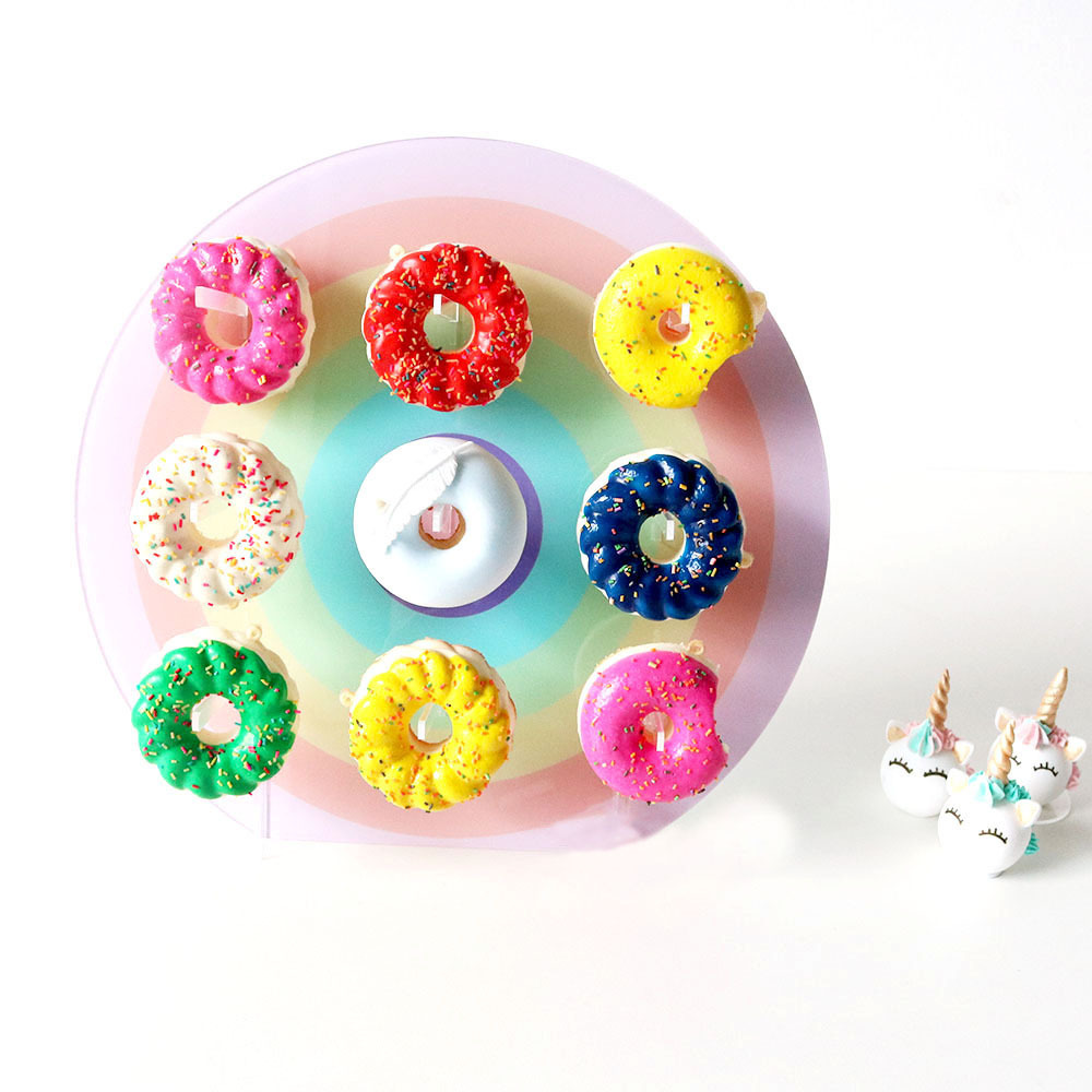 厂家直销透明亚克力彩虹DIY甜甜圈架 烘焙甜点展示架派对甜品摆件