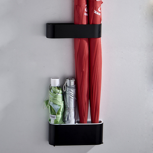 Wall-mounted household door umbrella rack hotel creative storage company umbrella bucket placement drain punch-free championship