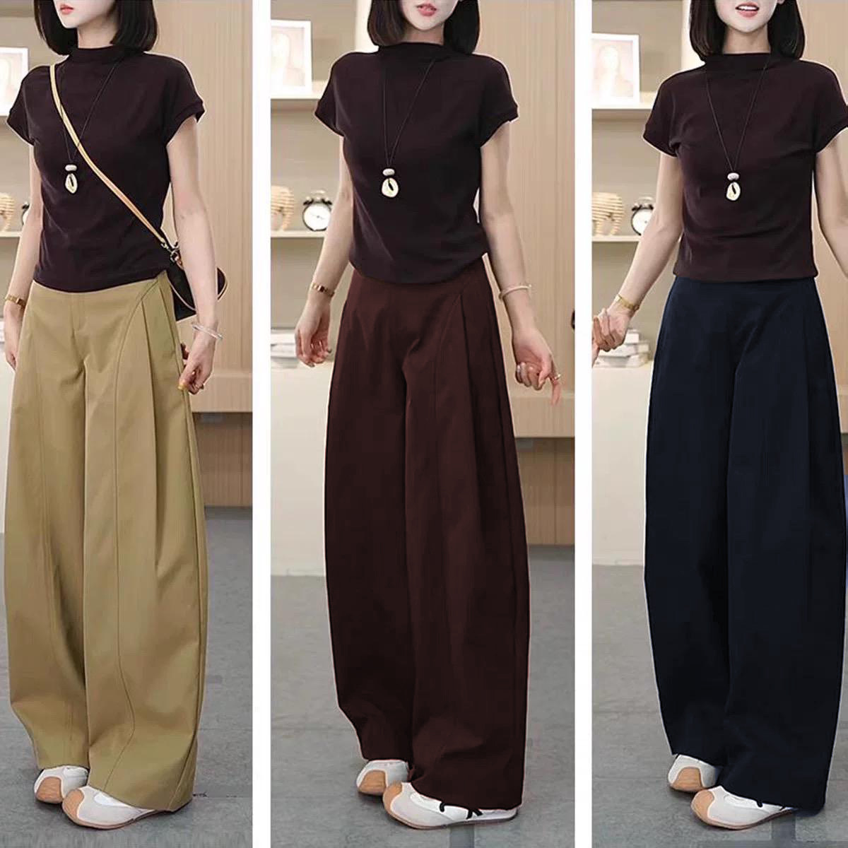 2026 New Spring High-End Wide-Leg Pants Casual Pants for Women Stylish Slimming Straight Fashion Versatile Loose Long Pants