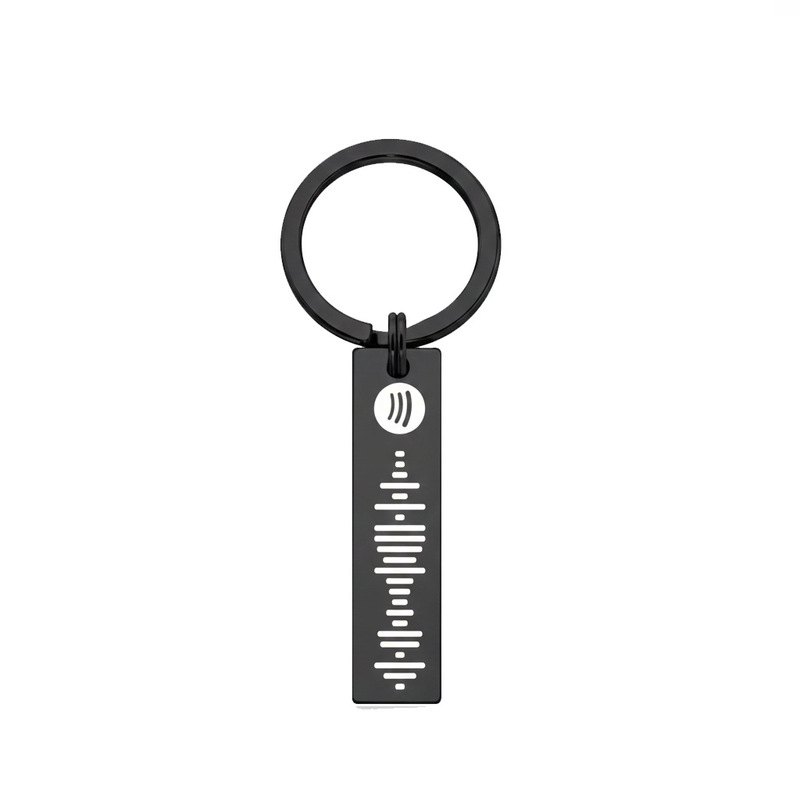 Stainless Steel Keychain Couple Gift, Scanable Music Wave Keychain, Spotify Code Keychain