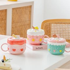 可愛陶瓷杯高顏值ins馬克杯手彩雪糕杯帶蓋家用咖啡早餐牛奶杯子