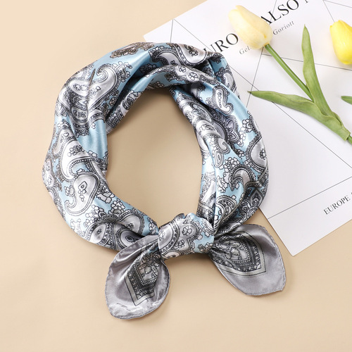 60x60cm Small Square Scarf Cross-border New Retro Sun Protection Silk Scarf Professional Versatile Head Scarf for Women Decorative Collar Scarf Hair Ties