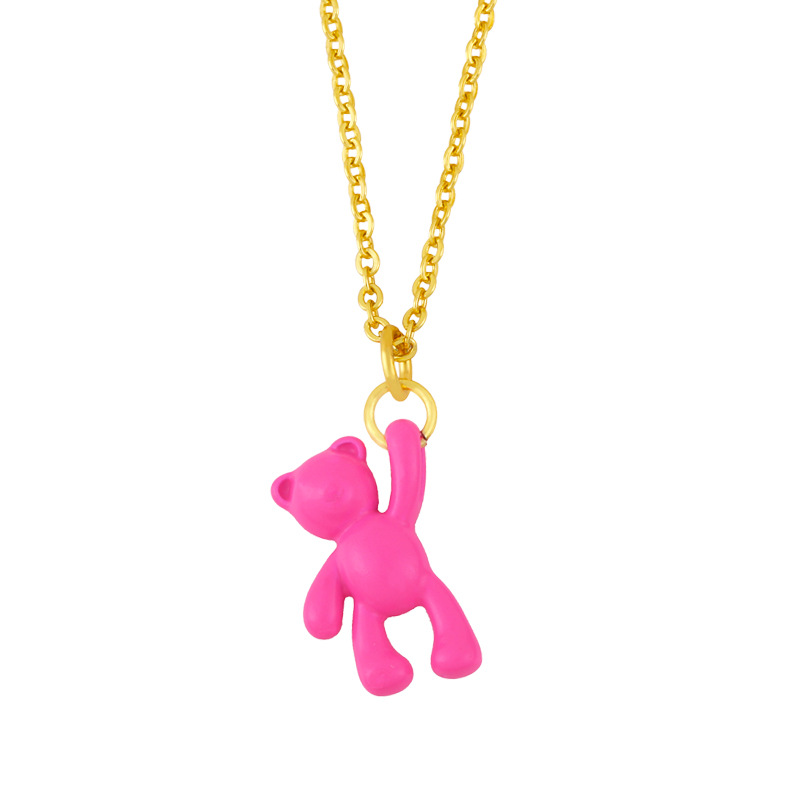 Wholesale Simple Solid Color Bear Pendant Copper Necklace Nihaojewelry display picture 5