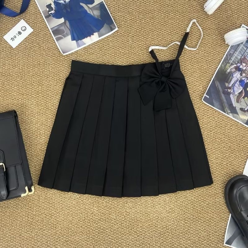 黒プリーツスカート女性の夏の 2025 新しいハイウエストスリム A ラインショートスカート卸売メーカー購入 JK プリーツスカート|undefined