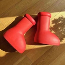 跨境2024童阿木大红鞋欧美时尚EVA高筒靴雨鞋网红童阿木大红靴子