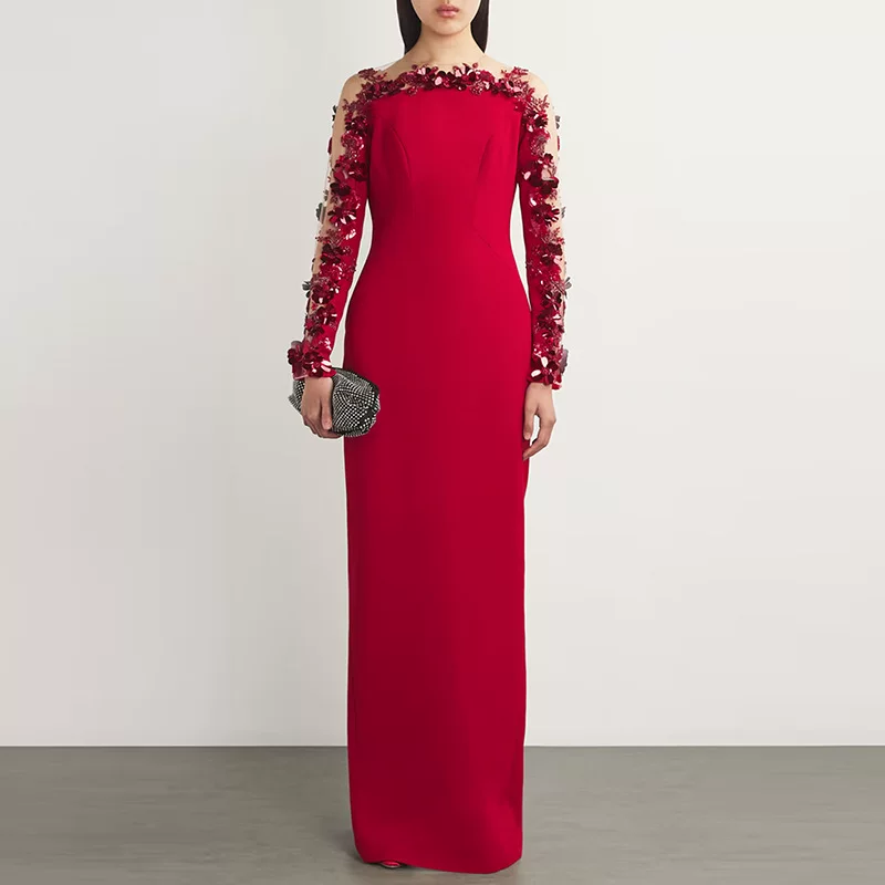 Evening dress, three dimensional long long skirt, European style
