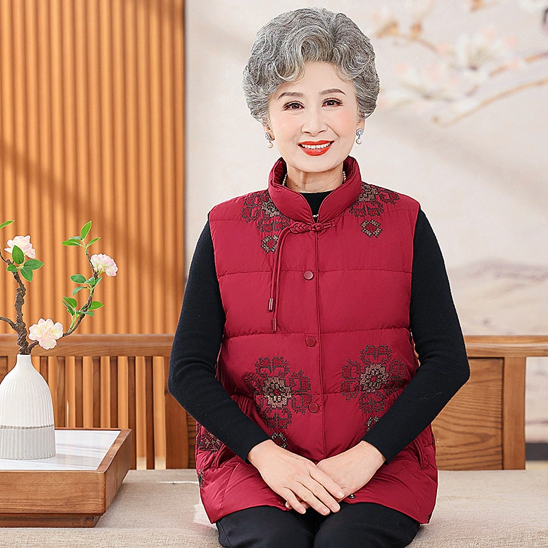 Бабушка осенний и зимний пуховик жакет кардиган средняя и пожилая одежда женщина мама жилетка миссис хлопчатобумажный костюм