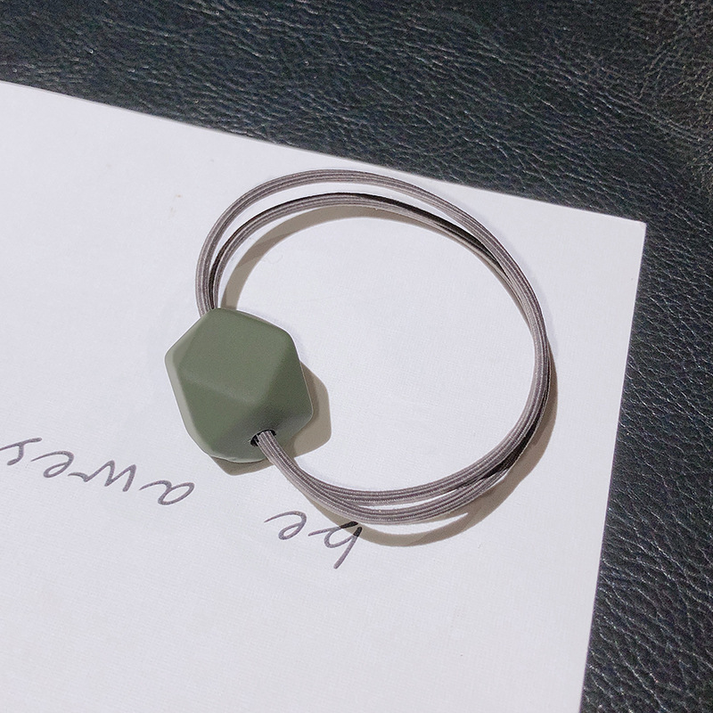 Ink green frosted octagonal pearl hair rope