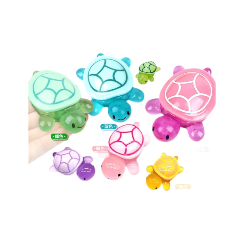 Tortuga de luz nocturna para tocar bolsas ciegas que pueden abrir la cubierta de la tortuga gigante, caja de almacenamiento de juguetes luminosos, adornos de muñecas