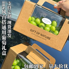 阳光玫瑰礼盒一串装透明窗牛皮纸包装盒空盒子晴王葡萄通用礼品盒