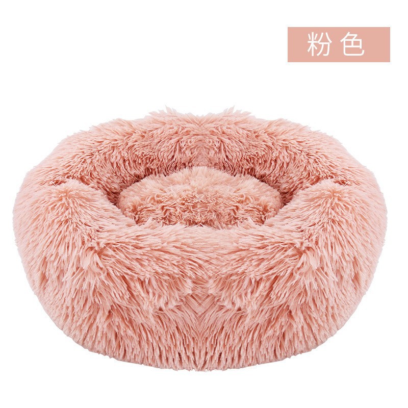 Casa para perros y gatos de invierno, gruesa y cálida, cama redonda de felpa larga para mascotas, lavable a máquina, venta al por mayor.