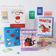 苹果治愈系可爱卡通涂鸦礼品袋高级感压纹手提袋生日礼物包装纸袋