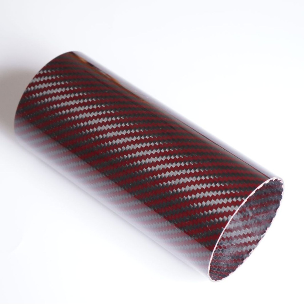 厂家直供朱红色碳纤维斜纹管 抗UV防褪色定制轻量化高强结构支撑