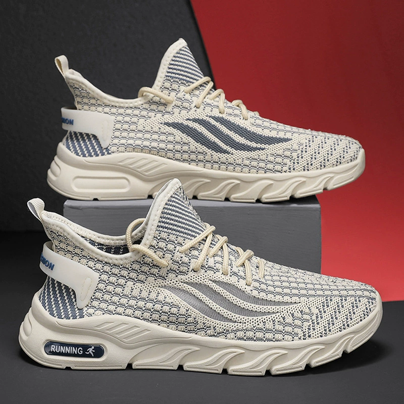 Летающая тканая обувь сетка спортивная обувь тонкая дышащая приливная обувь мужская обувь повседневная студенческая обувь 2024 летняя новая