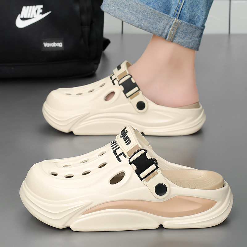 Zapatos con agujeros para hombre nuevo verano en casa 2025 pareja deportes de suela gruesa ropa exterior Baotou antideslizante pisando sandalias de mierda