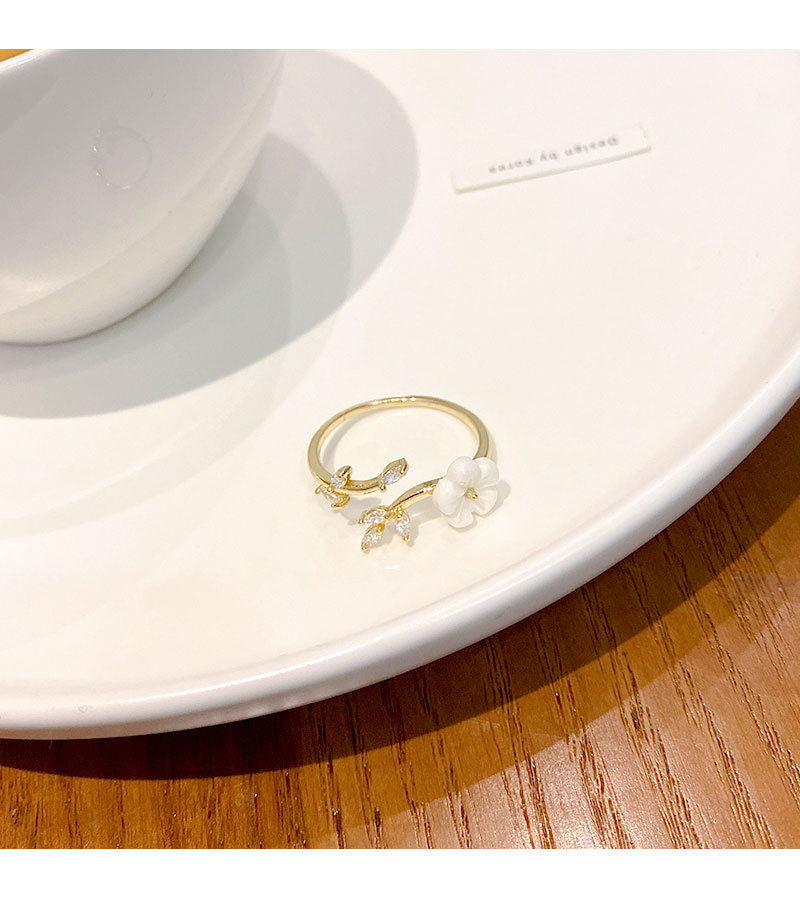 Fairy Style Flower Copper Plating Zircon Open Ring