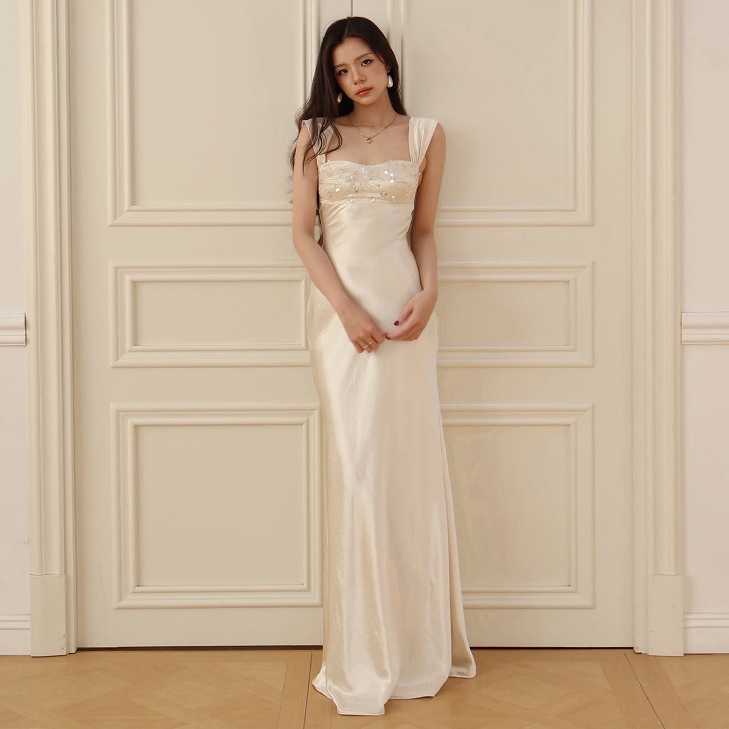 Cross-Border 2026 European and American New Style Women's Clothing, Elegant and Graceful Strapless Backless Rhinestone Waist-Cinching Long Dress for Women