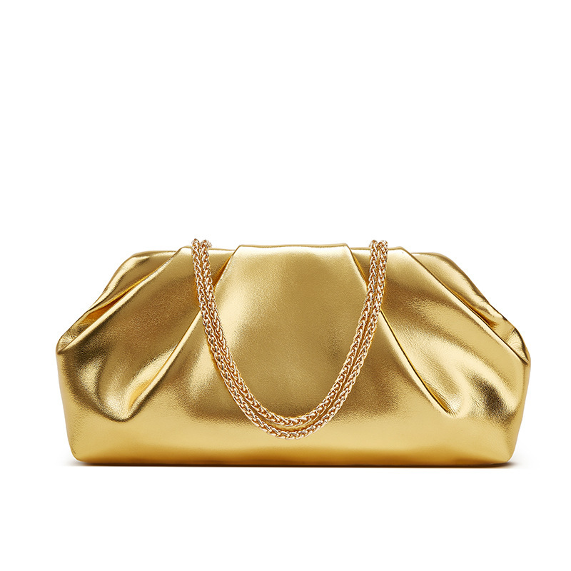 Pleated Cloud Bag Women's Foreign Trade New Fashionable silver Portable Small Square Bag All-match Ins Chain Crossbody Bag Pleated Cloud Bag Women's Foreign Trade New Fashionable silver Portable Small Square Bag All-match Ins Chain Crossbody Bag