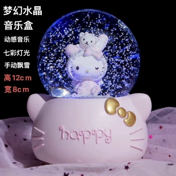 Medium Bear Hello Kitty (hand-cranked snowflakes, light and music do not rotate)