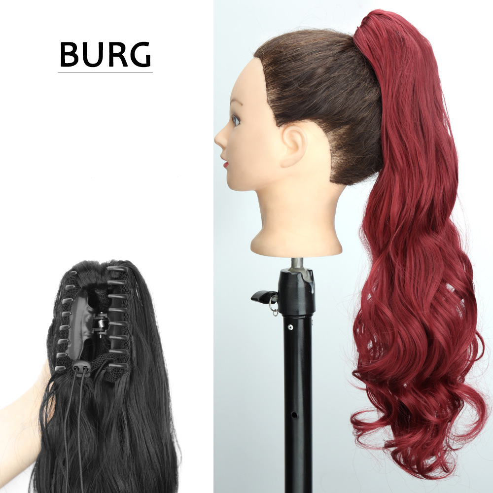 24 pulgadas peluca cauda de caballo gran onda larga rizado clip de garra sintética alta cauda de caballo