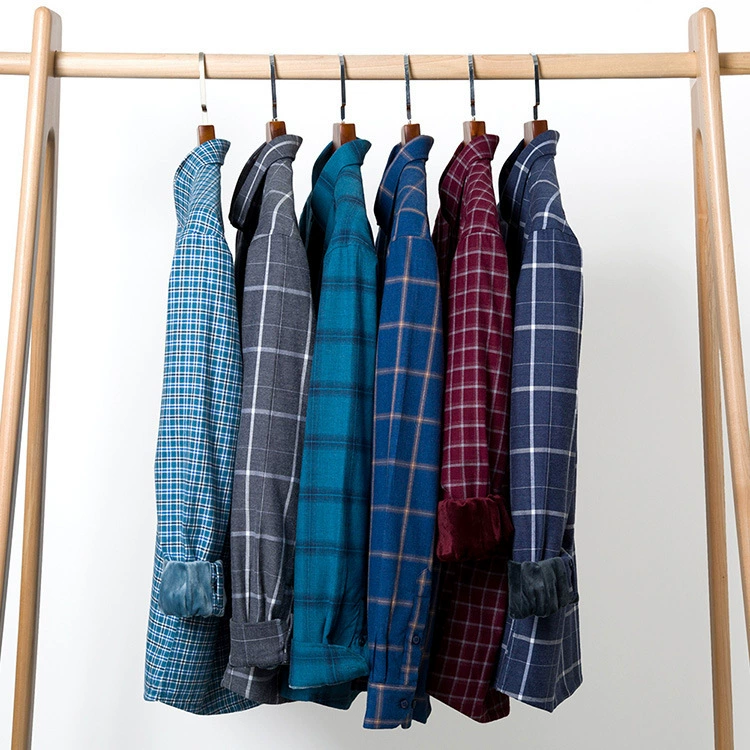 Новая осенняя и зимняя хлопковая шерстяная клетчатая рубашка мужской бархат утолщенный против морщин теплая рубашка