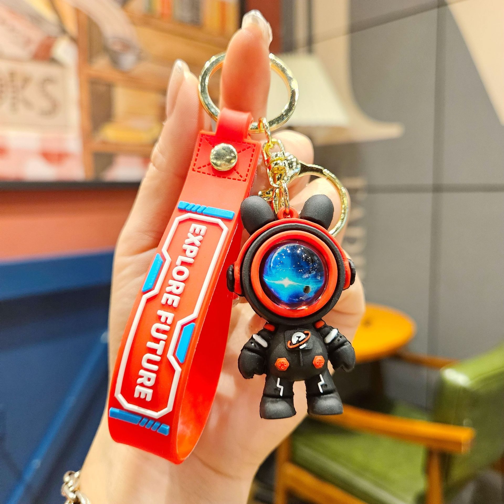 Flying cielo estrellado conejo llavero personalizado colgante astronauta coche llavero bolsa al por mayor pequeño regalo joyería colgante