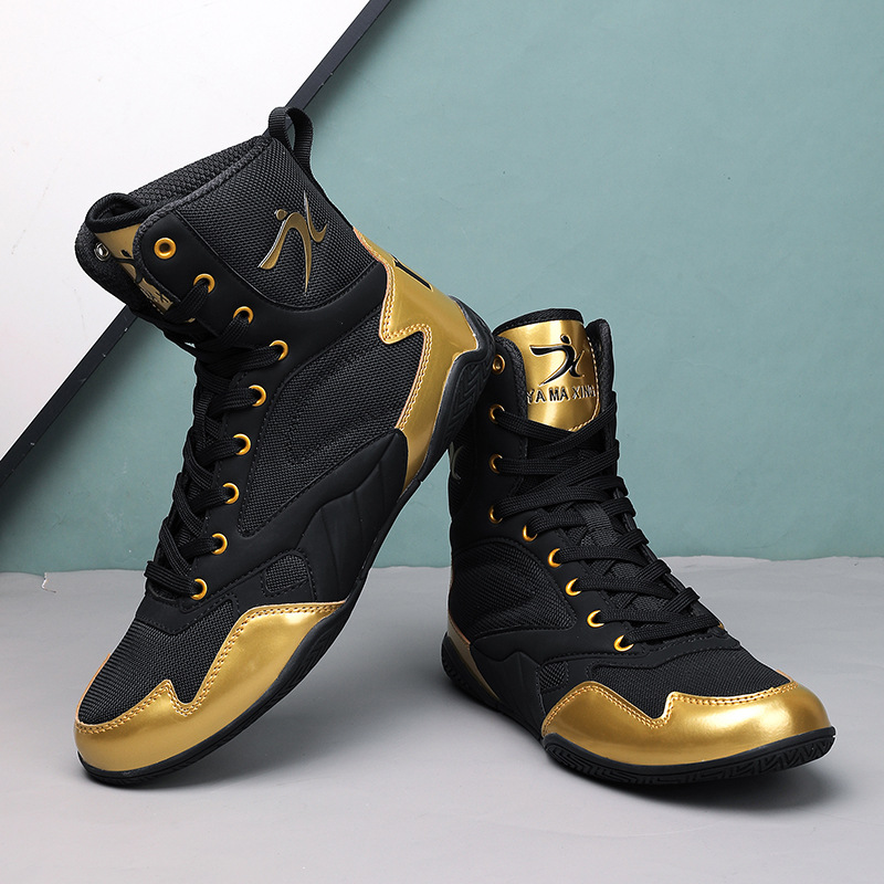 2026 High-Top Wrestling Shoes Boxing Indoor Competition Training Shoes Fighting Shoes for Men and Women Casual Fighting Sanda