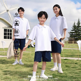 Primary School Student Class Uniforms, Family Uniforms, Boys and Girls Graduation Uniforms, Printed Kidsren's Off-Shoulder T-Shirts, Short-Sleeved Lapel Polo Shirts, Customized