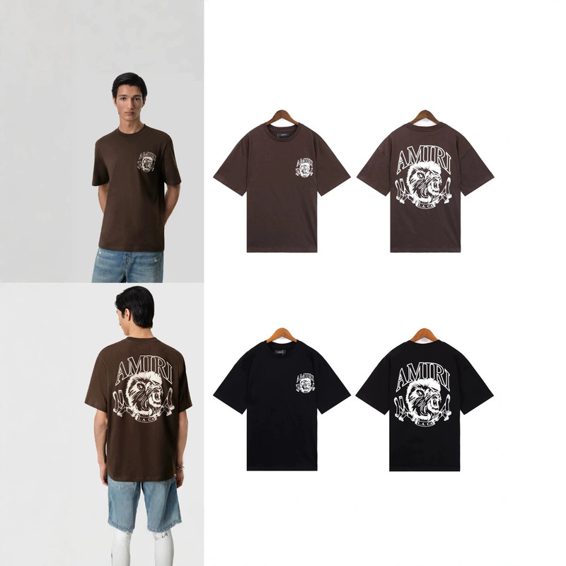 26 High-Quality Cross-Border Fashion Brand Short-Sleeve Amiri T-Shirt with Printed Wash Effect, American-Style Heavyweight Pure Cotton for Men and Women 26 High-Quality Cross-Border Fashion Brand Short-Sleeve Amiri T-Shirt with Printed Wash Effect, American-Style Heavyweight Pure Cotton for Men and Women