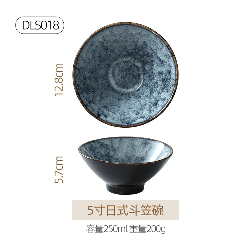 Ceramic tableware set, Japanese retro marble glaze, premium light-luxury design