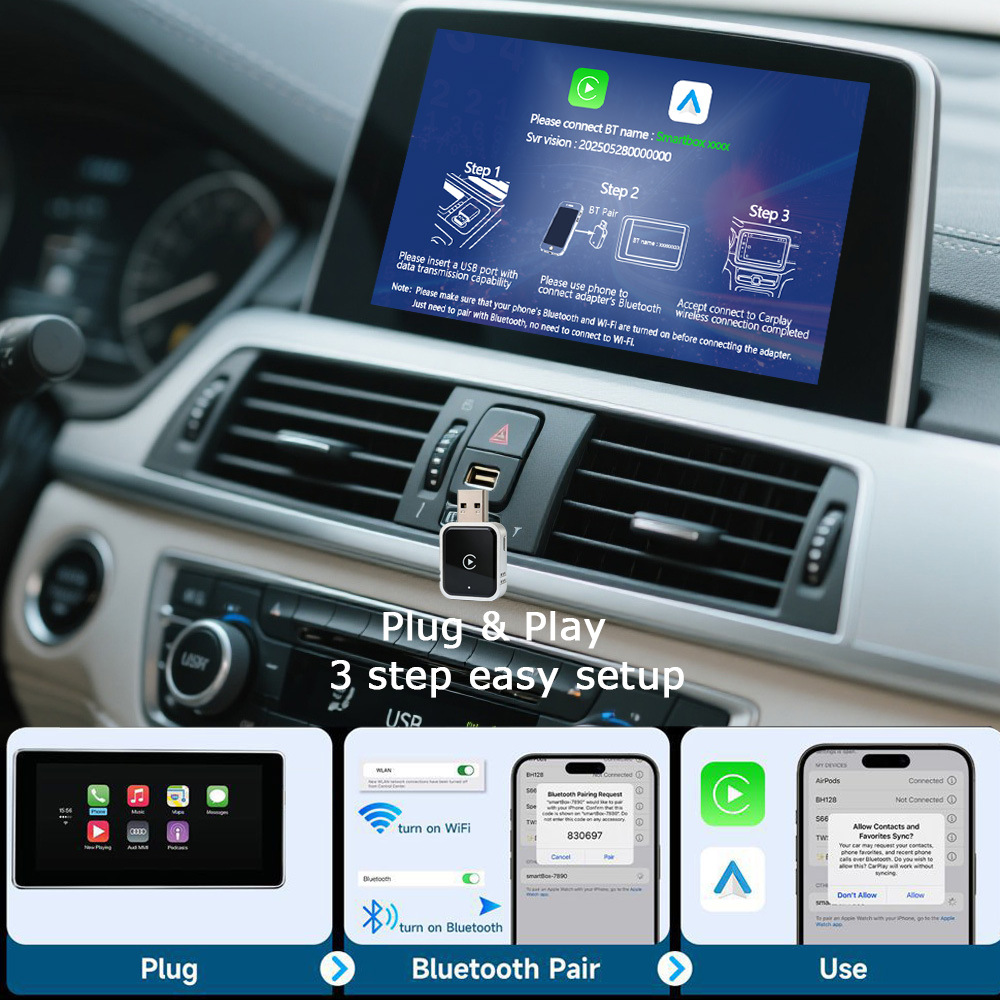 New Cross-Border Wireless Carplay Android Auto Car Navigation Wired-To-Wireless Car Foreign Trade Box