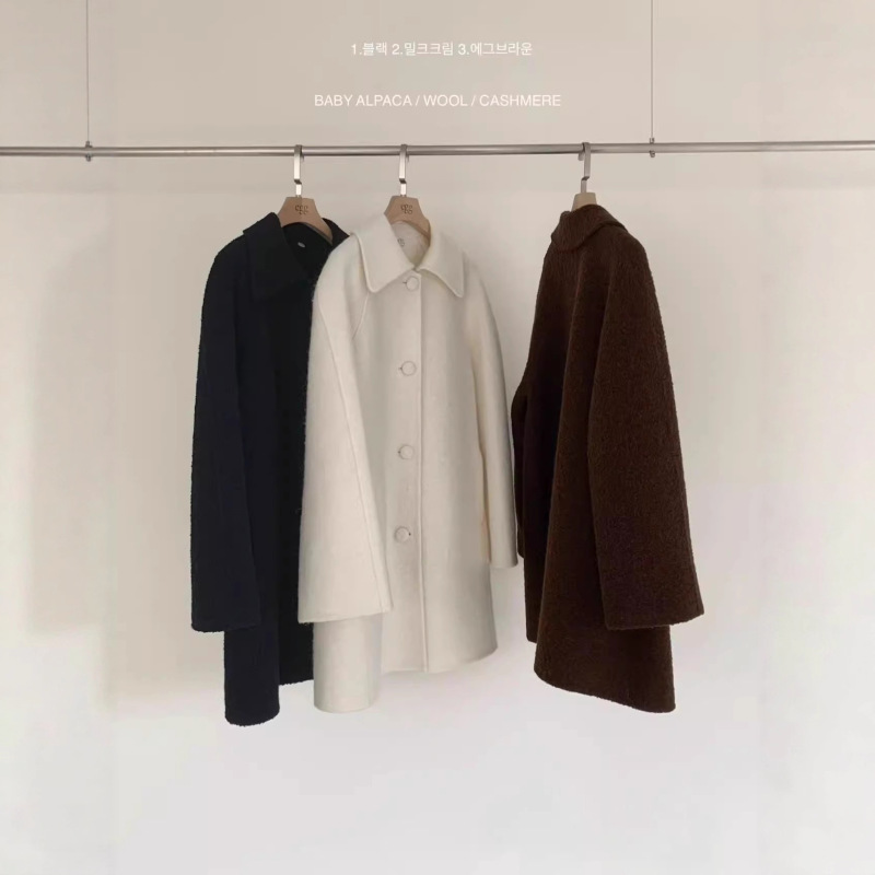 Now Available in Korea's Dongdaemun, the Same Style as the 2025 Autumn and Winter New Egg Light Mature Alpaca Wool Cashmere Mid-Length Coat