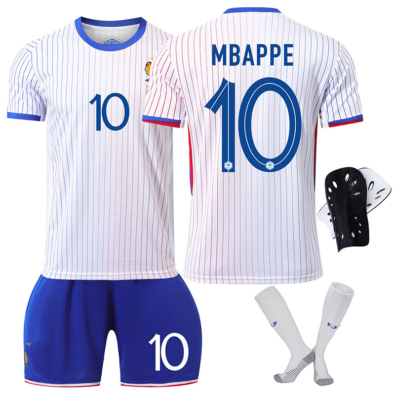 2024欧洲杯法国客场球衣10号姆巴佩足球服套装定做比赛训练服短袖