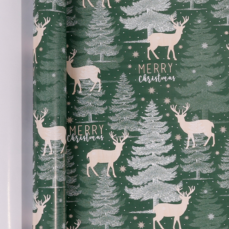 Papel de regalo navideño clásico y popular de gran tamaño con diseño de dibujos animados y temática navideña para envolver regalos.