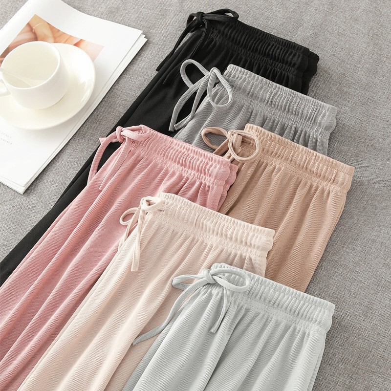 Cross-border Explosions Ice Silk Thread Wide-leg Pants Women's Summer Thin High Waist Dosing New Style Straight Casual Sun Protection Pants Cross-border Explosions Ice Silk Thread Wide-leg Pants Women's Summer Thin High Waist Dosing New Style Straight Casual Sun Protection Pants