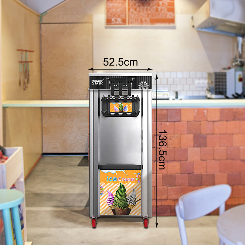 Winningstar leche tienda de té helado de cono sundae pequeña máquina de helado comercial de tres cabezas máquina de helado vertical