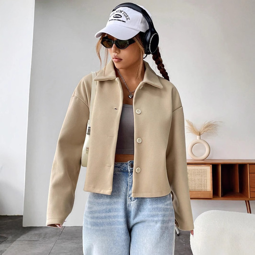 53177 Women's European and American INS Long-Sleeve Stylish Collarless Jacket