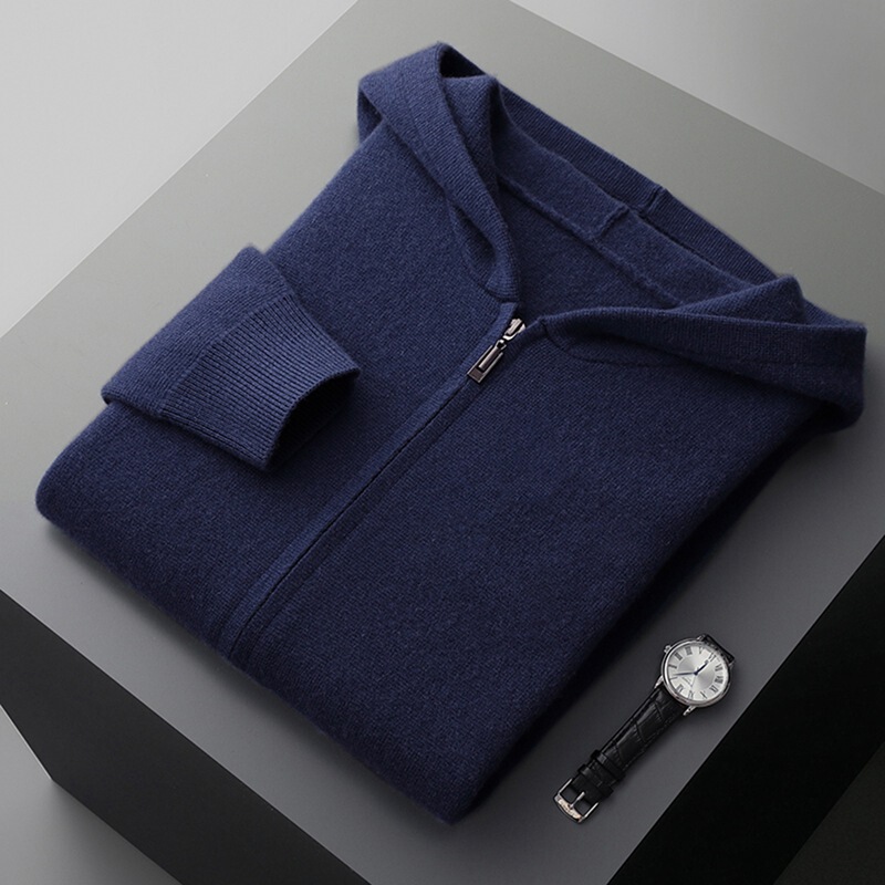 Men's Cashmere Cardigan Youth Casual Hooded Zipper Thickened Cardigan 2025 Autumn and Winter New Style Hebei Factory Hair Men's Cashmere Cardigan Youth Casual Hooded Zipper Thickened Cardigan 2025 Autumn and Winter New Style Hebei Factory Hair