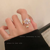 Fashionable one size small design ring, advanced jewelry, flowered, trend of season, on index finger, light luxury style, high-quality style