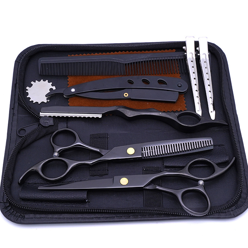 Directo de fábrica de acero inoxidable tijeras del pelo estilista de pelo especial tijeras planas pelo roto fino diente tijeras hogar corte de pelo