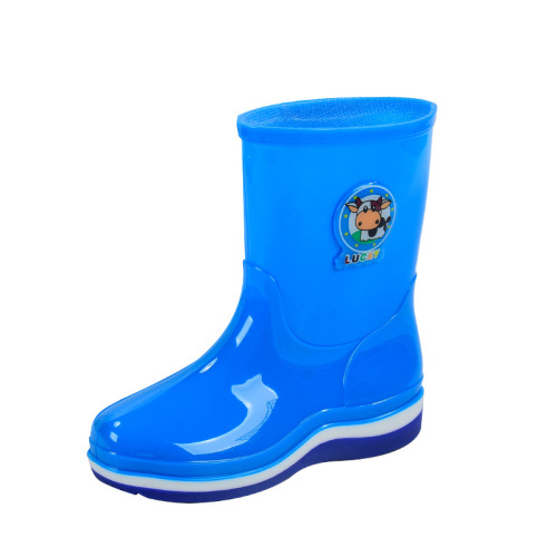 Cartoon children's rain boots, comfortable waterproof children's rain shoes with cotton for warmth, rubber water shoes and rain boots, factory wholesale