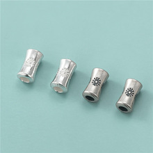 S925纯银泰银雪花桶珠隔珠配件DIY手工串珠编绳手链配饰饰品材料